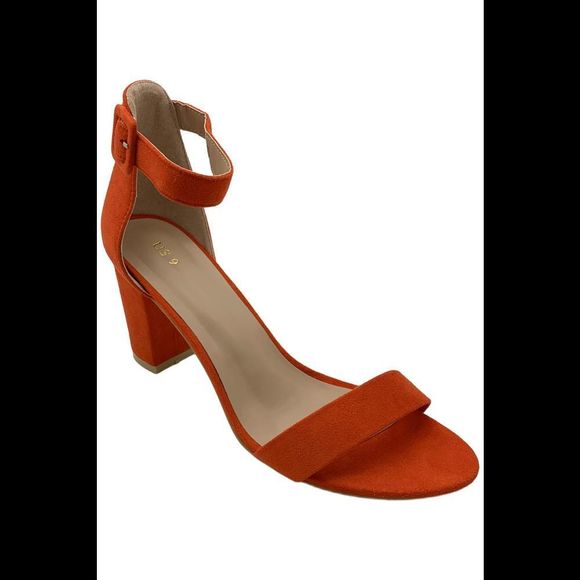 Allegra K Women's High Chunky Heel Ankle Strap Sandals Orange - Medium - Picture 1 of 3